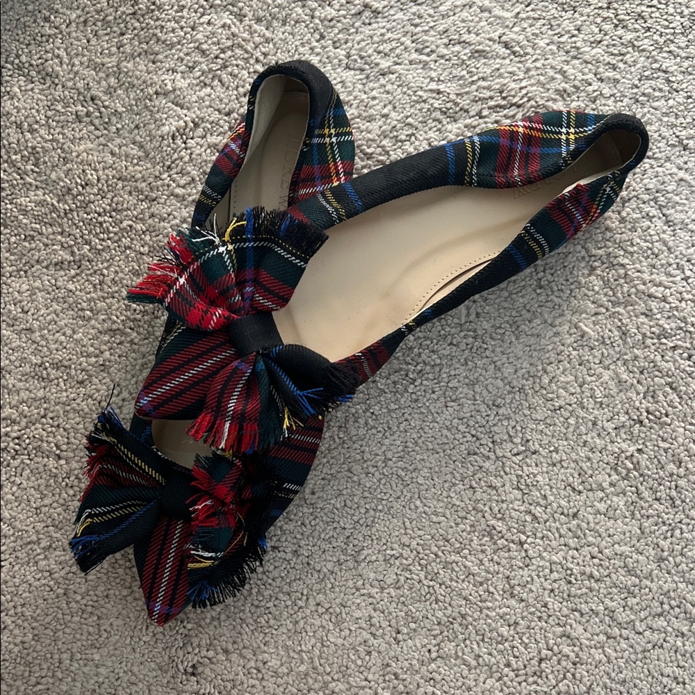 J. Crew Multicolor Plaid Flats with Tassels